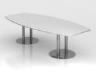 Hammerbacher Konferenztisch in Weiß 280 cm mit Säulenfuß Chrom