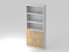 Hammerbacher Regal 5OH 80 x 200,4 cm mit Sockelblende RE Weiß Eiche