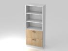 Hammerbacher Regal 5OH 80 x 200,4 cm Sockelblende SG Weiß Eiche