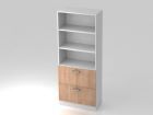 Hammerbacher Regal 5OH 80 x 200,4 cm Sockelblende CE Weiß Nussb.