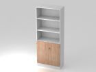 Hammerbacher Regal Weiß 5OH 80 x 42 x 200,4 cm 2OH Türen in Nussbaum
