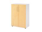 Hammerbacher Regal mit Türen 3OH 938T3 Weiß / Ahorn B 80 x T 42 x H 110 cm