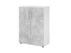 Hammerbacher Regal mit Türen 3OH 938T3 Weiß / Beton B 80 x T 42 x H 110 cm 