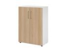 Hammerbacher Regal mit Türen 3OH 938T3 Weiß / Eiche B 80 x T 42 x H 110 cm