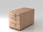 Hammerbacher Bürowagen mit Rollen Nussbaum 80 cm 3 Schubladen CE