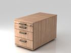 Hammerbacher Bürowagen 80 cm 3 Schubladen Nussbaum Schloss SG