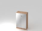 Hammerbacher Flügelschrank 3OH SG Korpus Nussbaum / Front Silber 80 x 42 x 127 cm