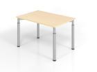 Hammerbacher Schreibtisch mit 4 Füßen in Silber 120 x 80 cm Platte aus Ahorn