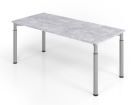 Hammerbacher Schreibtisch YS19 4 Fuß 180 x 80 cm Beton / Silber Arbeitshöhe 68 - 82 cm