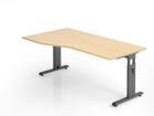Hammerbacher Schreibtisch C-Fuß 180 x 100 / 80 cm Ahorn / Graphit höheneinstellbar