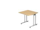 Hammerbacher Schreibtisch C-Fuß 80 x 80 cm Ahorn / Silber Arbeitshöhe 72 cm