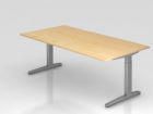 Hammerbacher Schreibtisch mit Alukufe in silber 200 x 100 cm Platte Ahorn