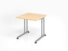 Hammerbacher Schreibtisch C-Fuß 80 x 80 cm Ahorn / Silber höheneinstellbar