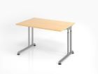Hammerbacher Schreibtisch C-Fuß 120 x 80 cm Ahorn / Silber Höhe 68 - 82 cm