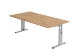 Hammerbacher Schreibtisch C-Fuß 200 x 100 cm Asteiche Silber