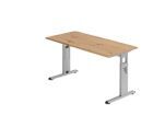 Hammerbacher Schreibtisch C-Fuß 140 x 67cm Asteiche Silber