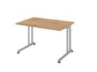 Hammerbacher Schreibtisch C-Fuß 120 x 80 cm Asteiche Silber
