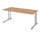 Hammerbacher Schreibtisch C-Fuß 180 x 80 cm Asteiche Silber