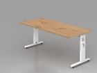 Hammerbacher Schreibtisch C-Fuß 180 x 80 cm Asteiche / Weiß höheneinstellbar 2 mm ABS Kante