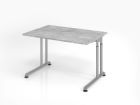 Hammerbacher Schreibtisch ZS12 C-Fuß Arbeitshöhe 68 - 82 cm 120 x 80 cm Beton / Silber