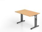 Hammerbacher Schreibtisch C-Fuß 120 x 80 cm Arbeitshöhe 65 - 85 cm  Buche / Graphit