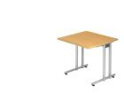 Hammerbacher Schreibtisch C-Fuß 80 x 80 cm Buche / Silber Arbeitshöhe 72 cm