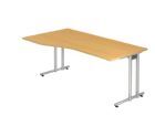 Hammerbacher Schreibtisch C-Fuß 180 x 100/80 cm Buche Silber