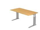 Hammerbacher Schreibtisch C-Fuß 160 x 80 cm Buche / Silber