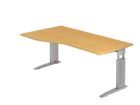 Hammerbacher Schreibtisch C-Fuß 180 x 100/80 cm Buche / Silber