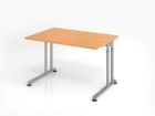 Hammerbacher Schreibtisch C-Fuß 120 x 80 cm Buche / Silber Arbeitshöhe 68 - 82 cm