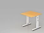 Hammerbacher Schreibtisch 80 x 80 cm Buche C-Fuß Gestell in Weiß