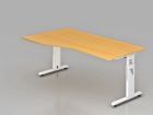 Hammerbacher Schreibtisch C-Fuß 180 x 100 / 80 cm höheneinstellbar Buche / Weiß