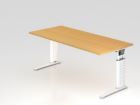 Hammerbacher Schreibtisch C-Fuß 180 x 80 cm Buche / Weiß Arbeitshöhe 68 - 86 cm