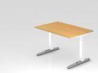 Hammerbacher Schreibtisch C-Fuß 120 x 80 cm Arbeitshöhe 65 - 85 cm Buche / Weiß