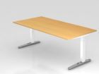 Hammerbacher Schreibtisch mit Kabelwanne 200 x 100 cm Buche Weiß