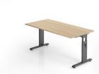 Hammerbacher Schreibtisch OS16 C-Fuß 160 x 80 cm Eiche C-Fuß Gestell in Graphit Höhe 65 - 85