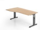 Hammerbacher OS18 Schreibtisch C-Fuß 180 x 100 / 80 cm Eiche / Graphit Arbeitshöhe 65 - 85 cm