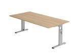 Hammerbacher Schreibtisch C-Fuß 200 x 100 cm Eiche Silber