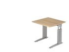 Hammerbacher Schreibtisch C-Fuß 80 x 80 cm Eiche / Silber