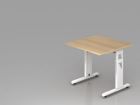 Hammerbacher Schreibtisch C-Fuß Eiche / Weiß 80 x 80 cm höheneinstellbar