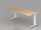 Hammerbacher Schreibtisch C-Fuß Arbeitshöhe 65-85 cm 180 x 100 / 80 cm Eiche / Weiß