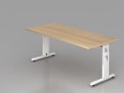 Hammerbacher Schreibtisch C-Fuß-Gestell in Weiß 180 x 80 cm Eiche 2 mm ABS Kante
