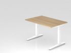 Hammerbacher Schreibtisch C-Fuß höheneinstellbar 120 x 80 cm Eiche / Weiß