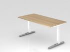 Hammerbacher Schreibtisch C-Fuß 160 x 80 cm Eiche / Weiß Arbeitshöhe 65 - 85 cm