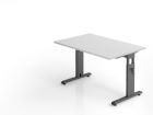 Hammerbacher Schreibtisch OS12 C-Fuß 120 x 80 cm Grau / Graphit Höhe 65 - 85 cm