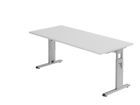Hammerbacher Schreibtisch C-Fuß 180 x 80 cm Grau Silber