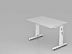 Hammerbacher Schreibtisch C-Fuß höheneinstellbar 120 x 80 cm Grau C-Fuß Gestell in Weiß
