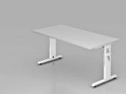 Hammerbacher Schreibtisch C-Fuß 160 x 80 cm Grau / Weiß Arbeitshöhe 65 - 85 cm