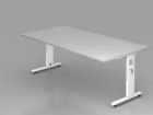 Hammerbacher Schreibtisch C-Fuß 2 mm ABS Kante 200 x 100 cm Grau / Weiß