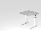 Hammerbacher Schreibtisch C-Fuß-Gestell in Weiß 80 x 80 cm Grau höhe 68 - 86 cm